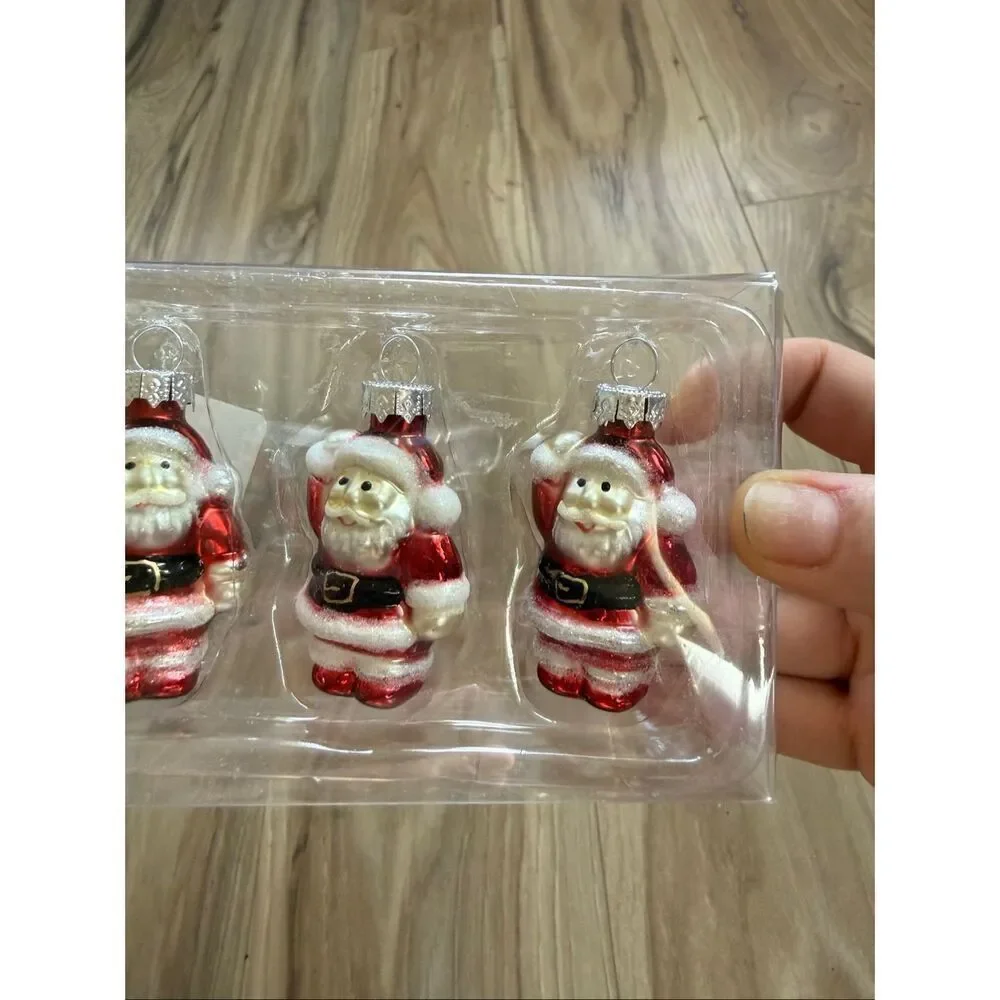 Set of 6 Pottery Barn Red White Mini Santa Claus Christmas Tree Decor Ornaments